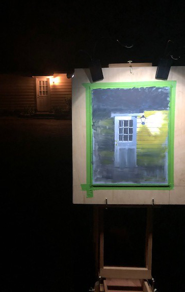Photo of Brad's Plein Air Painting at night